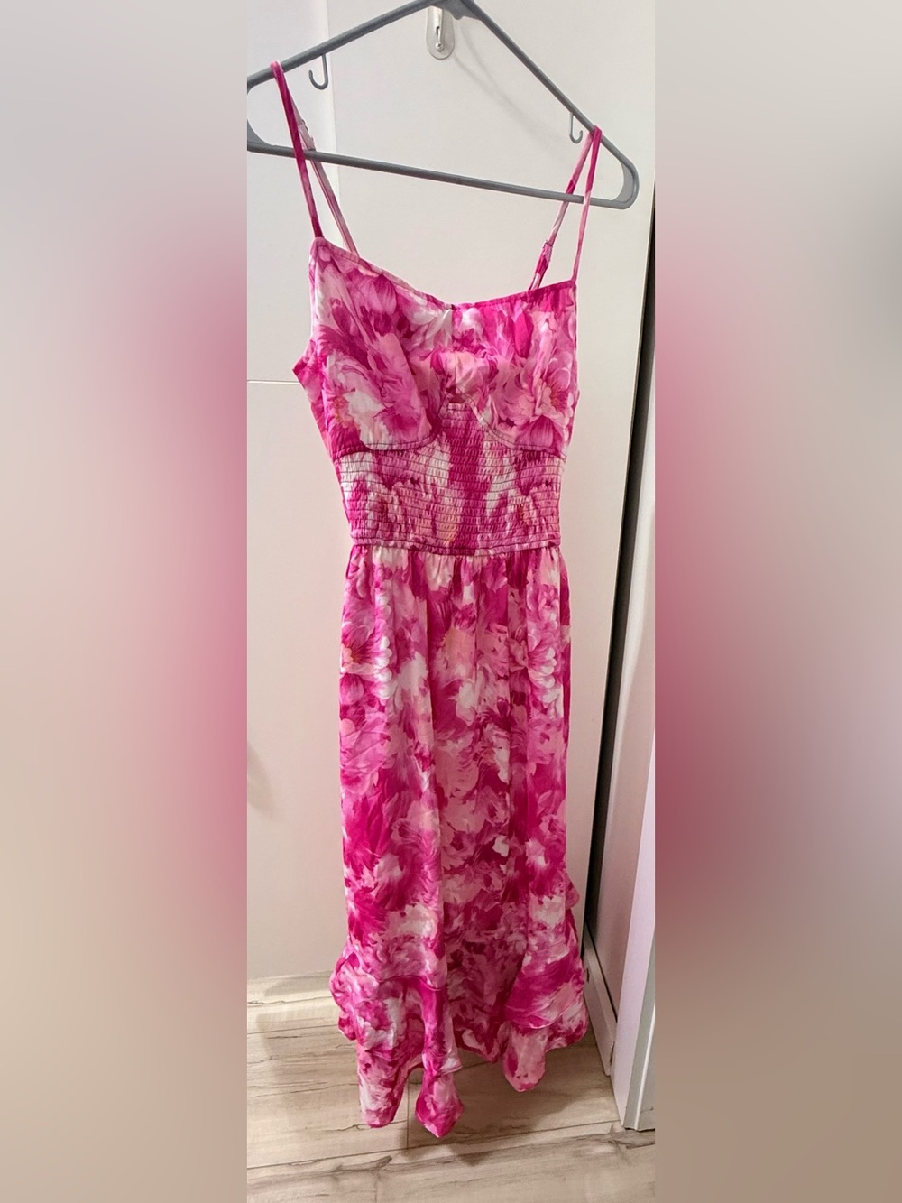 Grace Karin Pink Floral Smocked Sundress